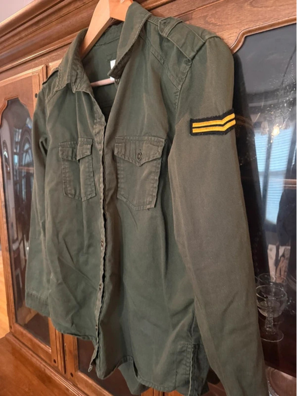 Forever 21 Olive Green Military Utility Shirt Jacket Patch - Size S